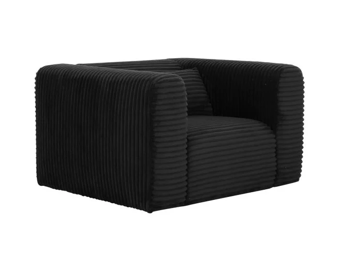 TOV Furniture Tarra Fluffy Oversized Corduroy Armchair -Black
