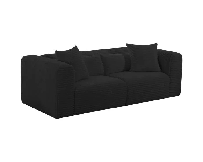 TOV Furniture Tarra Fluffy Oversized Corduroy Modular Loveseat – Black