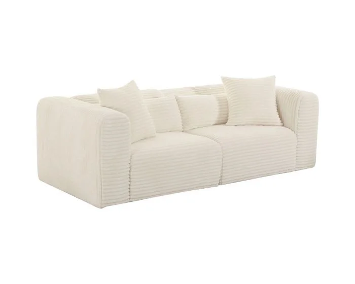 TOV Furniture Tarra Fluffy Oversized Corduroy Modular Loveseat – Cream