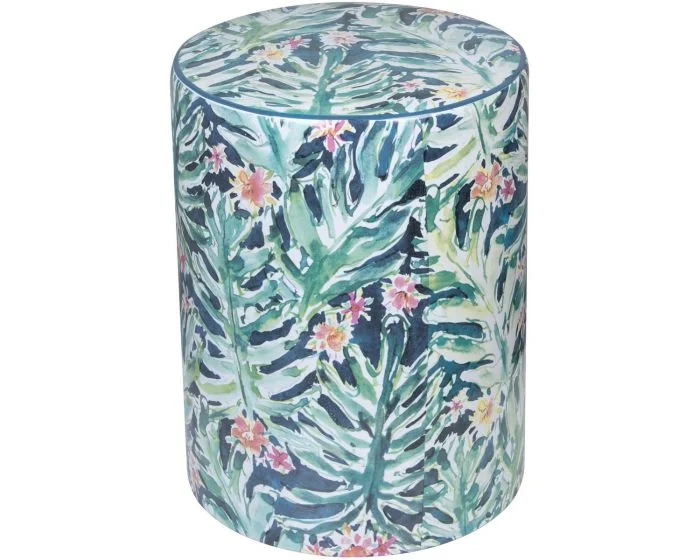TOV Furniture Taurus Ceramic Stool in Garden Print (Dropshippable)