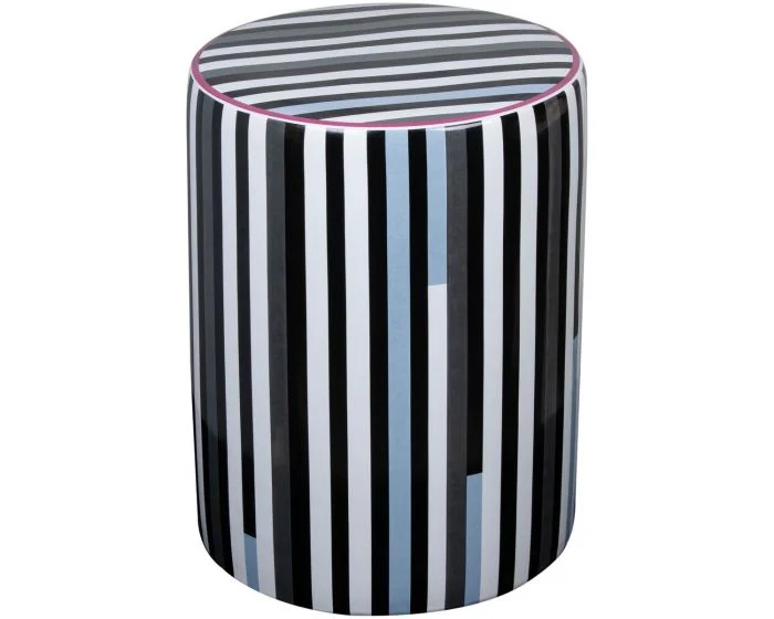 TOV Furniture Taurus Ceramic Stool in Modern Stripes Print (CL1A) – CLEARANCE SALE (Dropshippable)