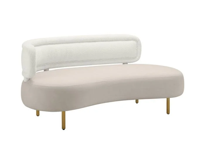 TOV Furniture Tischa Velvet Sofa – Cream Boucle & Grey