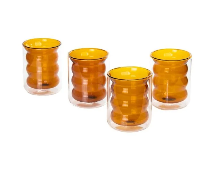 TOV Furniture Waves Water Glass – Set of 4 – Amber (Dropshippable)