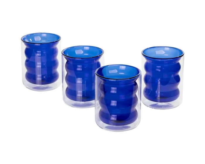 TOV Furniture Waves Water Glass- Set of 4 – Blue (Dropshippable)