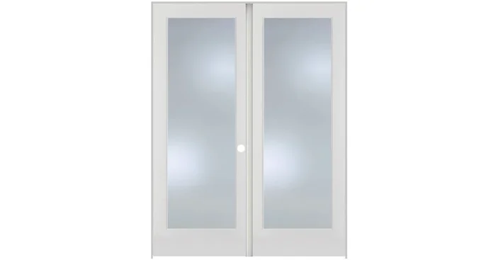 Trimlite 48″ by 80″ 2 Clear Glass Lite Left Hand Active Ovolo Edge Interior Double French Door with Astragal, Black Hinges and 6-9/16″ Door Jamb