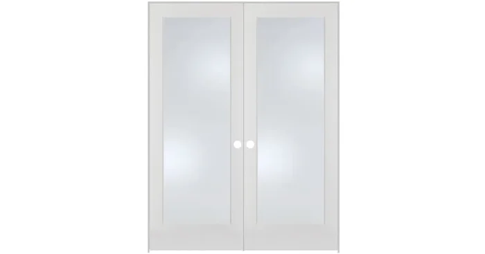 Trimlite 48″ by 80″ 2 Frosted Glass Lite Ovolo Edge Interior Double French Door with Ball Catch, Oil Rubbed Bronze Hinges and 6-9/16″ Door Jamb