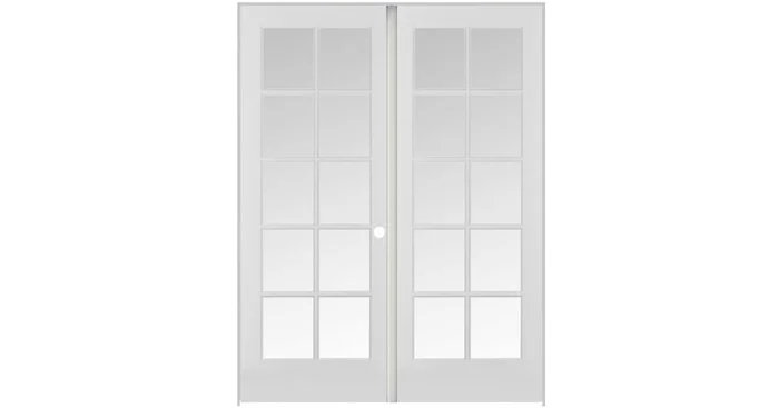 Trimlite 60″ by 80″ 20 Clear Glass Lite Left Hand Active Ovolo Edge Interior Double French Door with Astragal, Brushed Chrome Hinges and 6-9/16″ Door Jamb