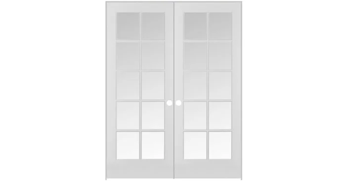 Trimlite 60″ by 80″ 20 Clear Glass Lite Ovolo Edge Interior Double French Door with Ball Catch, Satin Nickel Hinges and 7-1/4″ Door Jamb