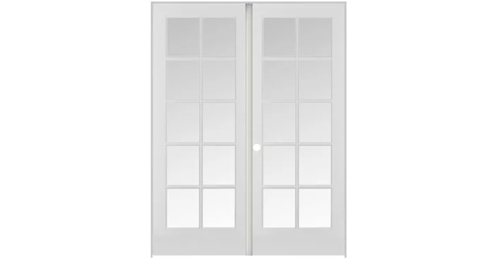 Trimlite 72″ by 80″ 20 Clear Glass Lite Right Hand Active Ovolo Edge Interior Double French Door with Astragal, Satin Nickel Hinges and 6-9/16″ Door Jamb