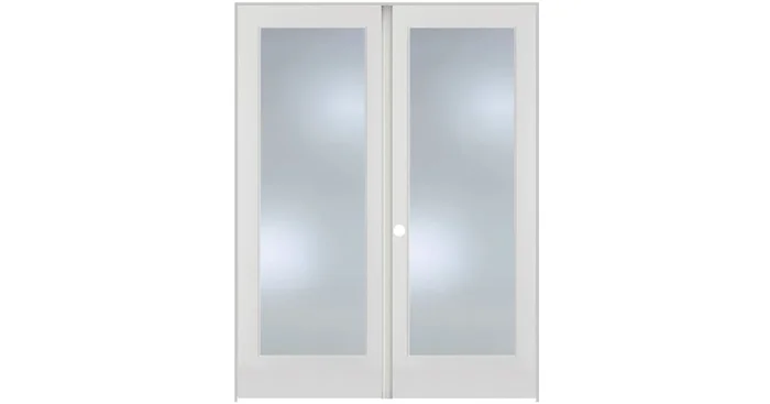 Trimlite 72″ by 96″ 2 Clear Glass Lite Right Hand Active Ovolo Edge Interior Double French Door with Astragal, Brushed Chrome Hinges and 6-9/16″ Door Jamb