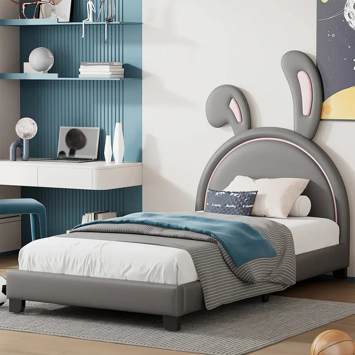 Twin Leather Platform Bed | Rabbit Kids Bed