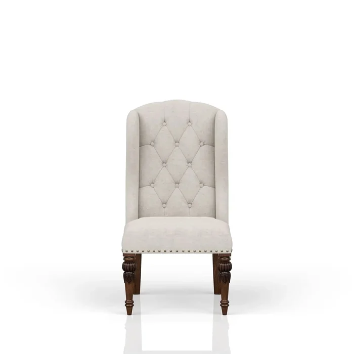 Upholstered Wing Host Chair – Light Gray