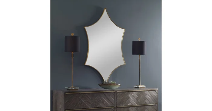 Uttermost Aries 30-7/8″ W x 50-7/8″ H Geometric Framed Bathroom Mirror