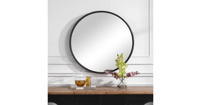 Uttermost Belham 34-7/8″ Diameter Contemporary Circular Framed Bathroom Wall Mirror