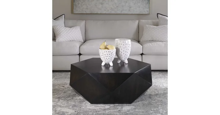 Uttermost Volker 40″ Geometric Faceted Urban Modern Statement Coffee Table
