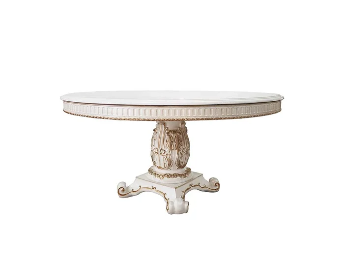 Vendome 60″L Rectangular Round Dining Table with Pedestal Base