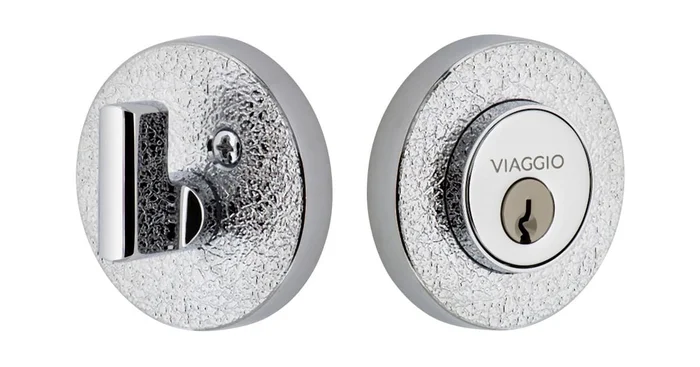 Viaggio Circolo Leather Solid Brass Round Rosette Single Cylinder Deadbolt