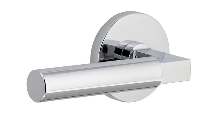 Viaggio Circolo Left Handed Solid Brass Passage Door Lever Set with Contempo Lever and Circolo Rosette – 2-3/8″ Backset