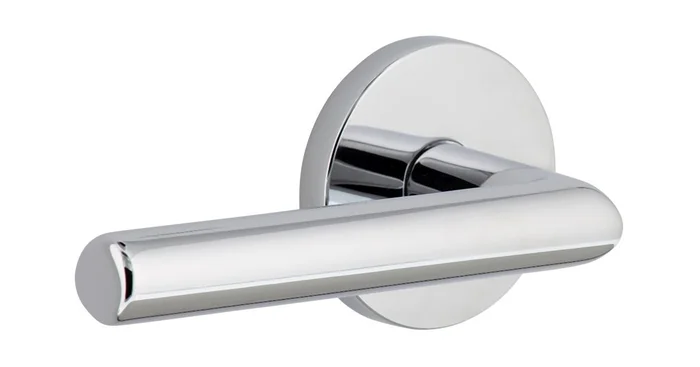 Viaggio Circolo Left Handed Solid Brass Passage Door Lever Set with Moderno Lever and Circolo Rosette – 2-3/8″ Backset