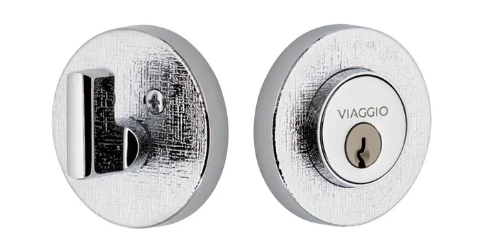 Viaggio Circolo Linen Solid Brass Round Rosette Single Cylinder Deadbolt