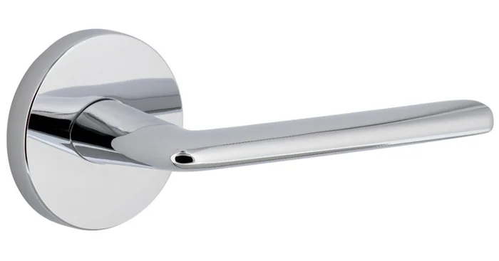 Viaggio Circolo Right Handed Solid Brass Privacy Door Lever Set with Brezza Lever and Circolo Rosette – 2-3/8″ Backset