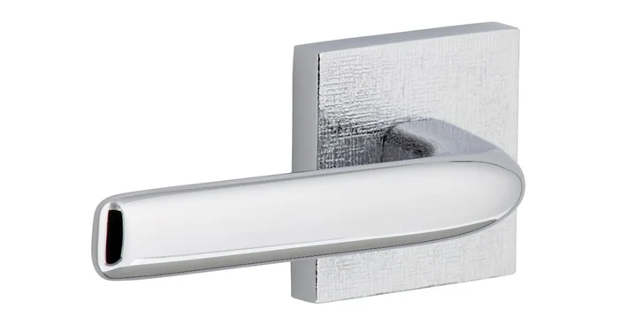 Viaggio Motivo Left Handed Solid Brass Non-Turning One-Sided Dummy Door Lever with Bella Lever and Quadrato Linen Backplate