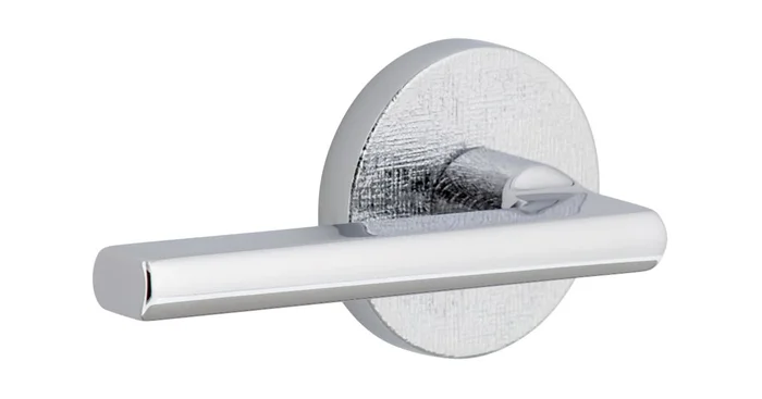 Viaggio Motivo Left Handed Solid Brass Non-Turning One-Sided Dummy Door Lever with Milano Lever and Circolo Linen Rosette