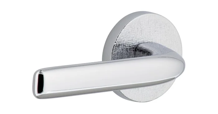 Viaggio Motivo Left Handed Solid Brass Privacy Door Lever Set with Bella Lever and Circolo Linen Rosette – 2-3/8″ Backset