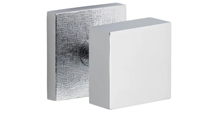 Viaggio Motivo Solid Brass Passage Door Knob Set with Quadrato Brass Knob and Linen Backplate – 2-3/4″ Backset