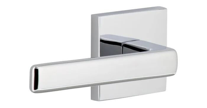 Viaggio Quadrato Left Handed Solid Brass Passage Door Lever Set with Lusso Lever and Quadrato Backplate – 2-3/8″ Backset