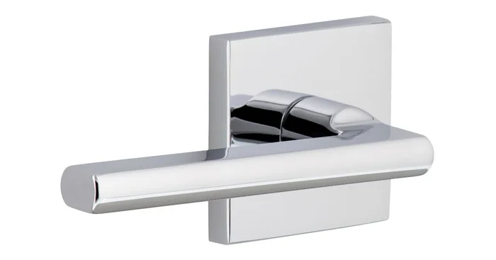 Viaggio Quadrato Left Handed Solid Brass Passage Door Lever Set with Milano Lever and Quadrato Linen Backplate – 2-3/8″ Backset