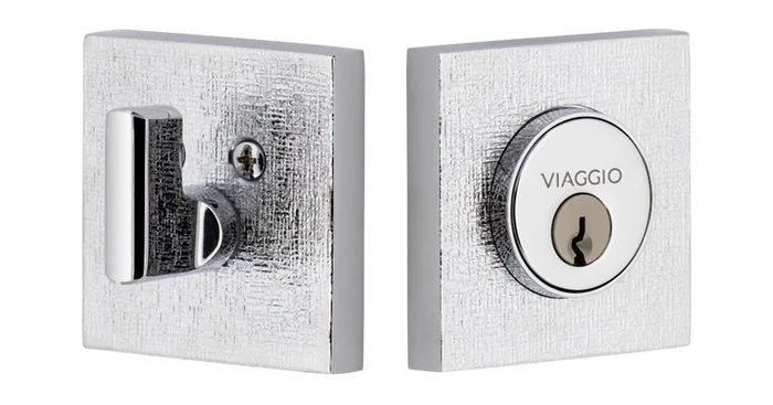 Viaggio Quadrato Linen Solid Brass Square Backplate Single Cylinder Deadbolt