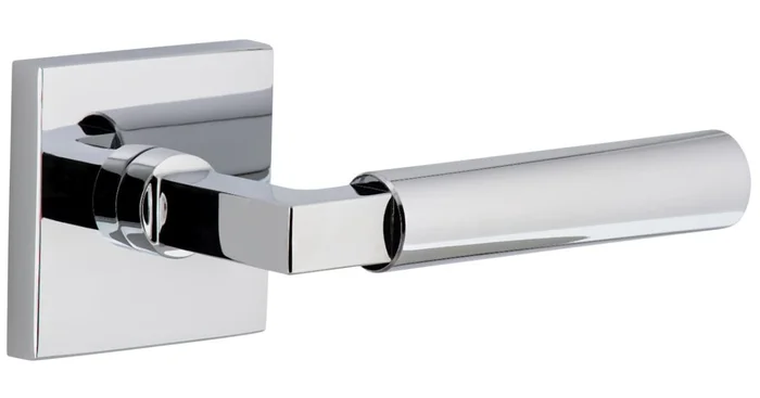 Viaggio Quadrato Right Handed Solid Brass Privacy Door Lever Set with Contempo Lever and Quadrato Backplate – 2-3/8″ Backset