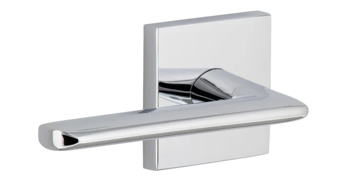 Viaggio Quadrato Solid Brass Non-Turning Two-Sided Dummy Door Lever Set with Brezza Lever and Quadrato Backplate