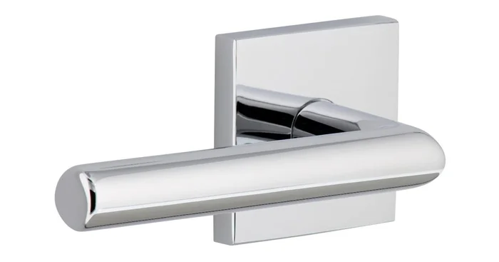 Viaggio Quadrato Solid Brass Non-Turning Two-Sided Dummy Lever Set with Moderno Lever and Quadrato Backplate