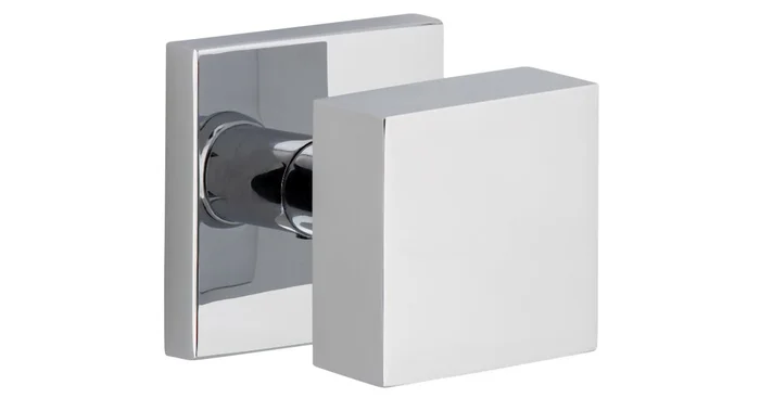 Viaggio Quadrato Solid Brass Passage Door Knob Set with Linen Backplate – 2-3/4″ Backset