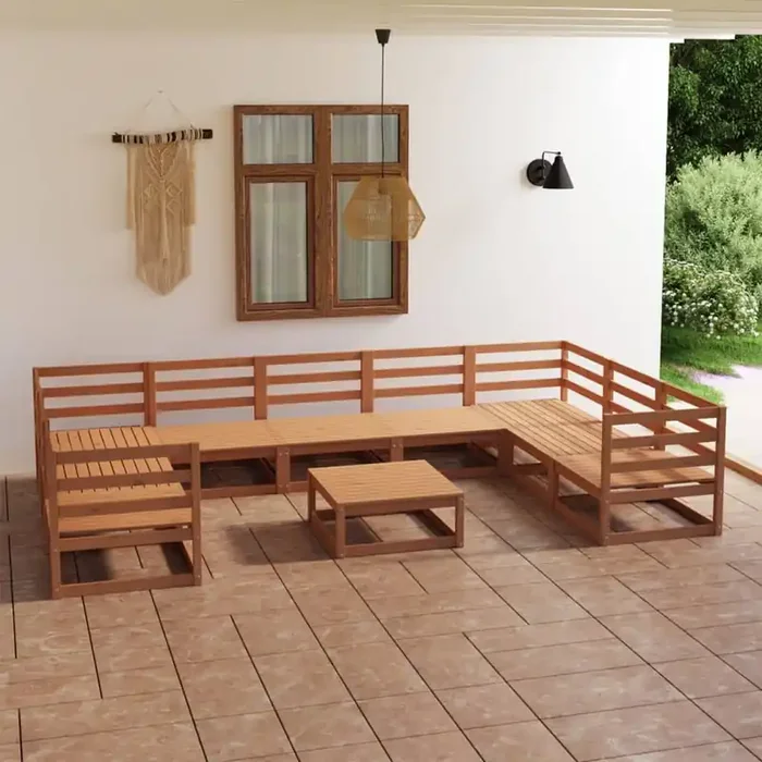 vidaXL 10 Piece Garden Lounge Set Solid Pinewood