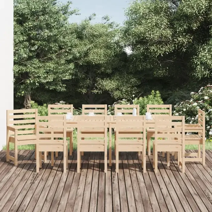 vidaXL 11 Piece Garden Dining Set Solid Wood Pine