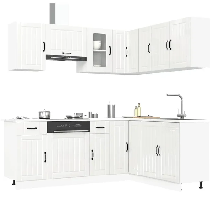 vidaXL 11 Piece Kitchen Cabinet Set Kalmar Gloss White Engineered Wood