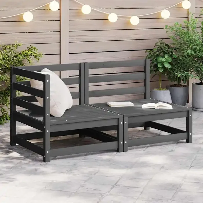 vidaXL 2 Piece Garden Lounge Set Grey Solid Pinewood