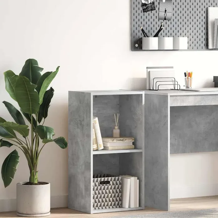 vidaXL 2-Tier Book Cabinet Concrete Grey 40x30x76.5 cm Engineered Wood