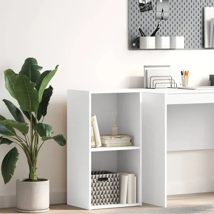 vidaXL 2-Tier Book Cabinet White 40x30x76.5 cm Engineered Wood