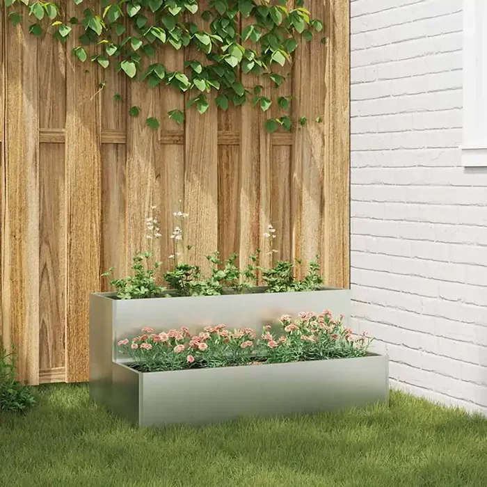 vidaXL 2-Tier Garden Planter, 100x60x45 cm, Made of Galvanised Steel