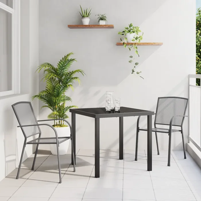 vidaXL 3 Piece Garden Dining Set Anthracite Steel