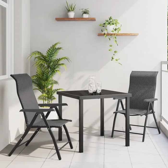 vidaXL 3 Piece Garden Dining Set Grey Poly Rattan