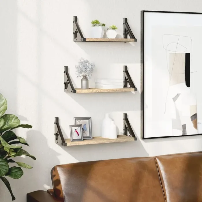 vidaXL 3 Piece Wall Shelf Set Sonoma Oak Engineered Wood