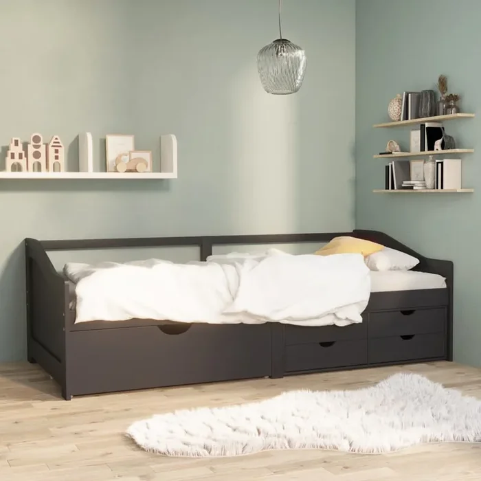 vidaXL 3-Seater Day Bed without Mattress Grey Solid Pinewood 90x200cm