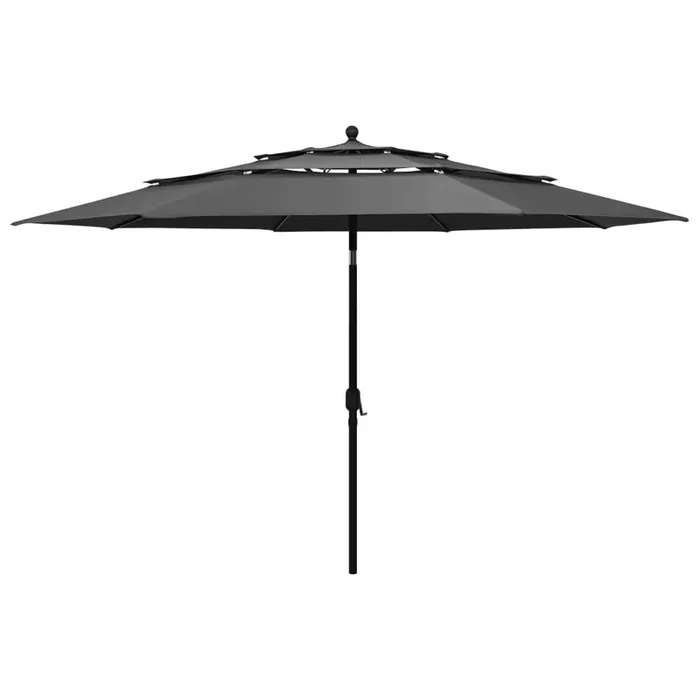 vidaXL 3-Tier Garden Parasol with Aluminium Pole Anthracite 3.5 m
