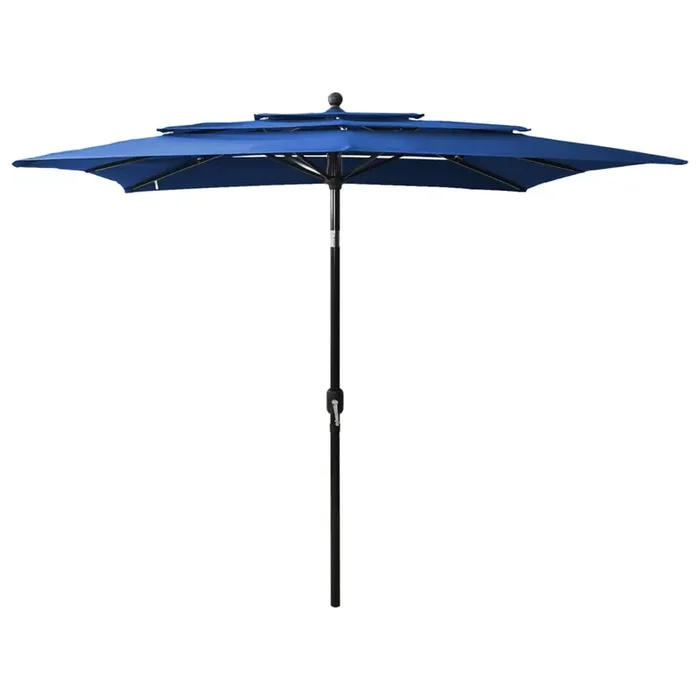 vidaXL 3-Tier Garden Parasol with Aluminium Pole Azure Blue 2.5×2.5 m