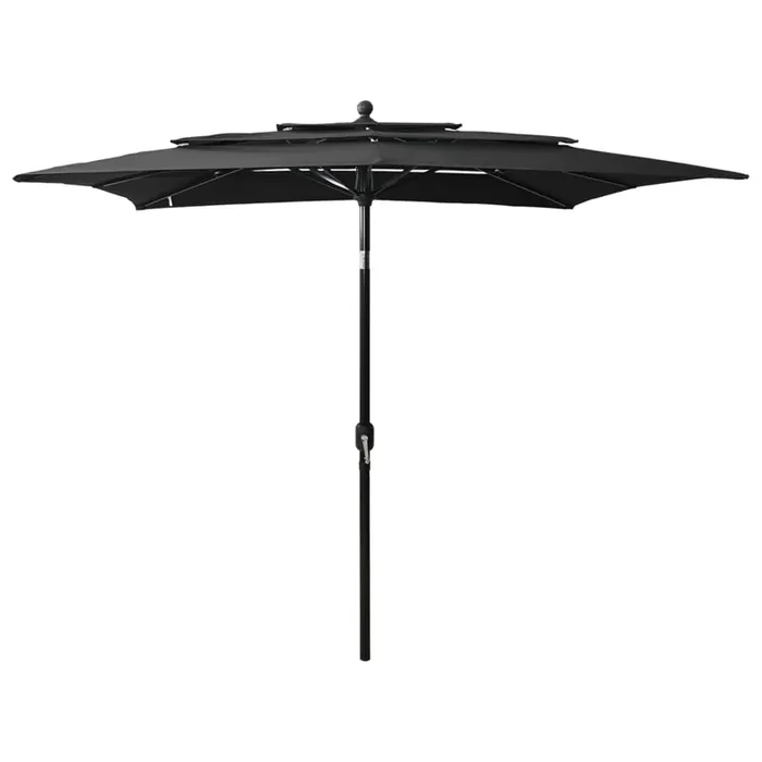 vidaXL 3-Tier Garden Parasol with Aluminium Pole Black 2.5×2.5 m